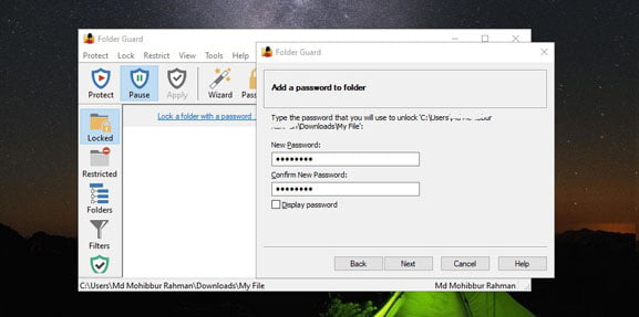Folder Guard New Password