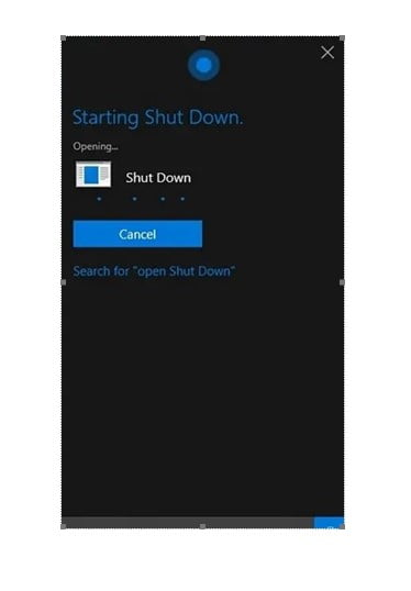 Cortana Shutdown