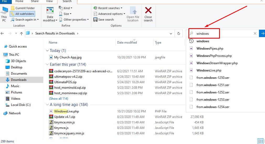 windows search