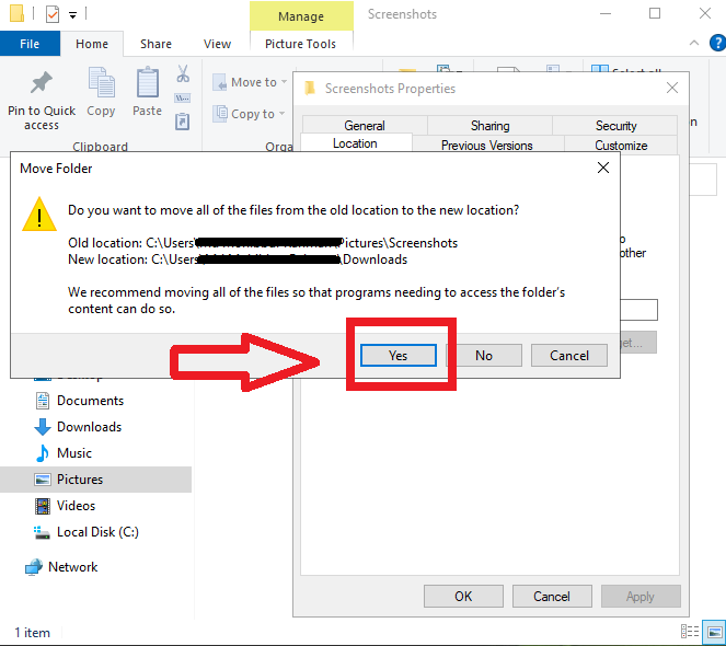 Change Screenshot Location