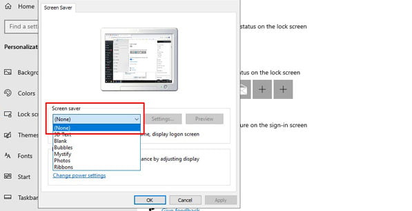 Screen Sever Settings 1