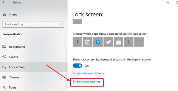 Screen Sever Settings
