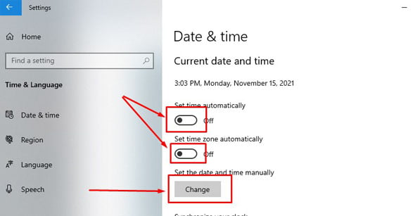 Date and Time Change