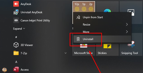 uninstall program