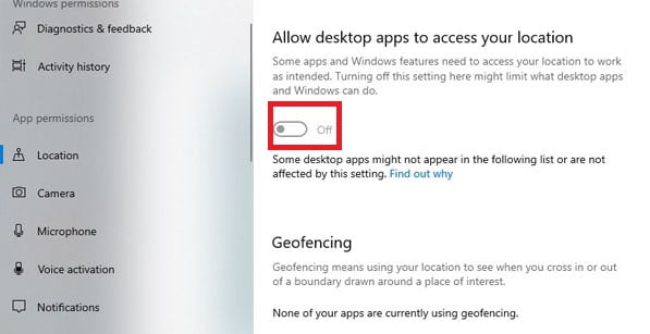 Allow Location By App