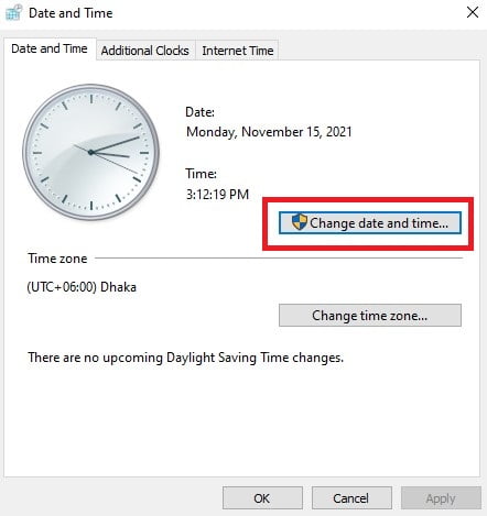 Date and Time Change
