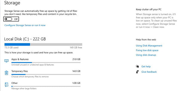 Storage sense