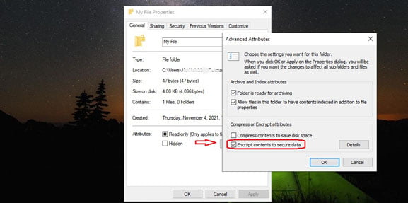 Windows 10 Encrypts